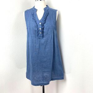 Alessia Pacini Chambray Blue Linen Dress XS Soft Boho Peasant Lagenlook Preppy